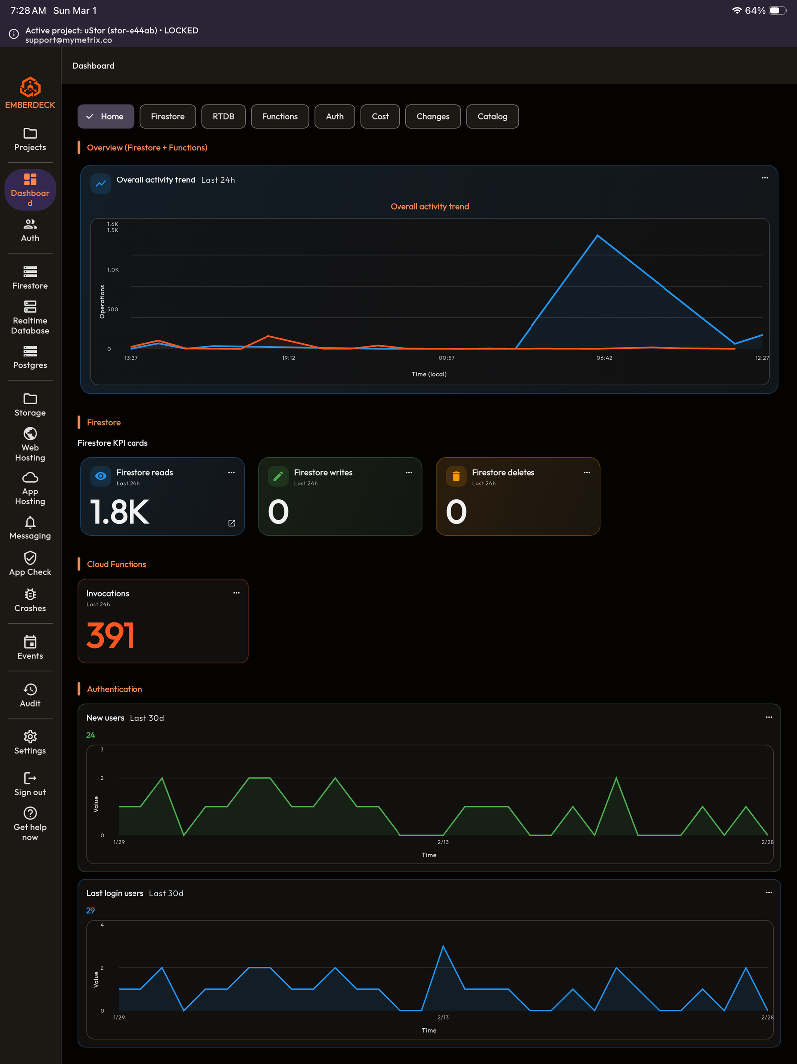 EmberDeck dashboard screen