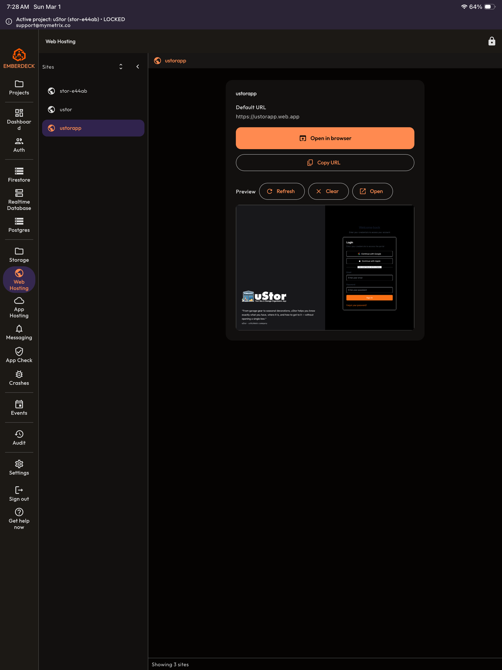 EmberDeck Firestore screen